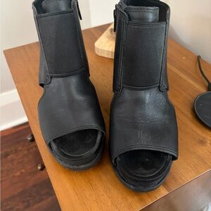 Sorel Black Open-Toe Ankle Boots